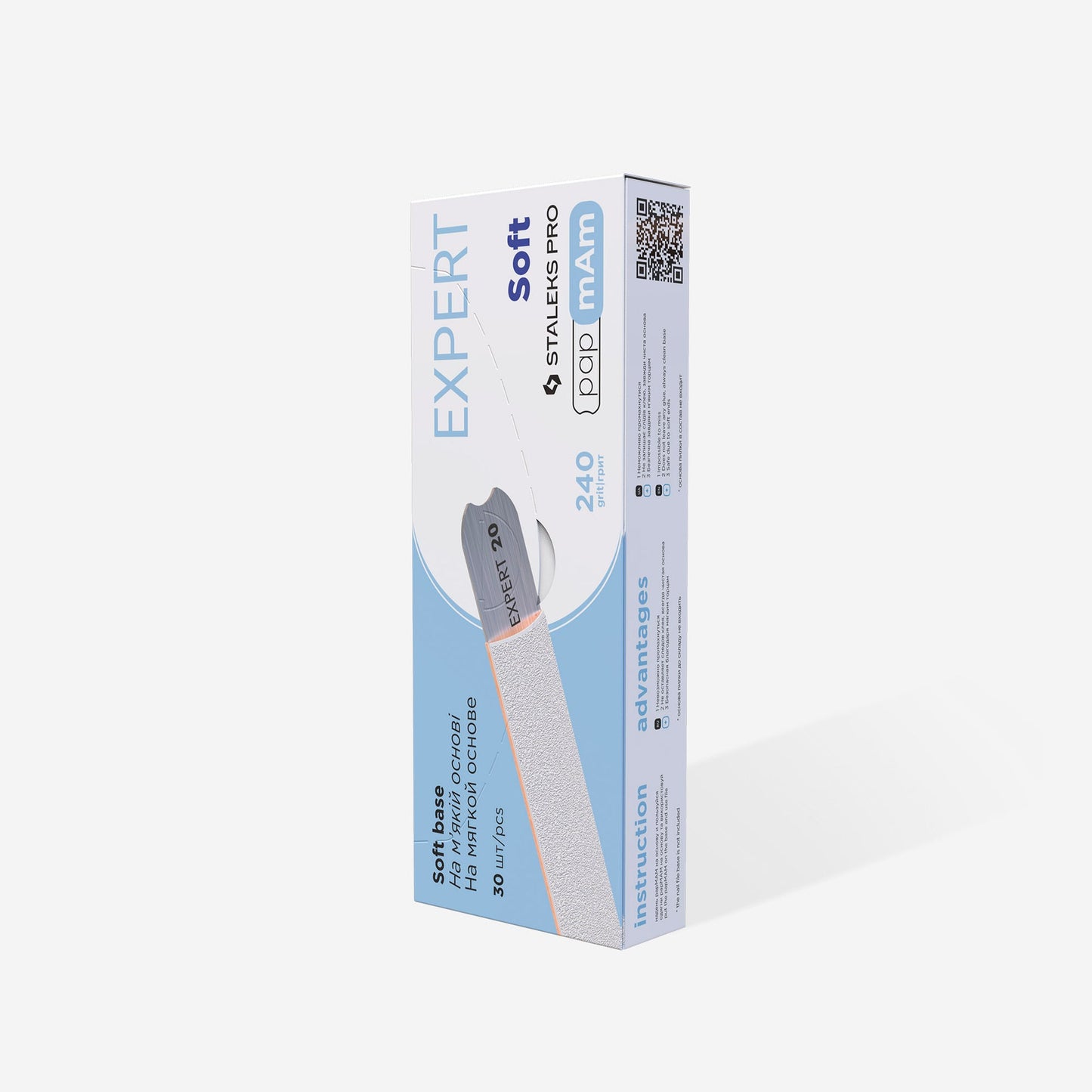STALEKS EXPERT 20 papmAm Nail files for straight base on soft foam layer, 240 grit (25 pcs)