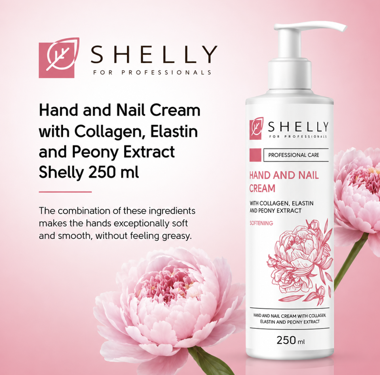 HANDS AND NAILS CREAM With collagen, elastin and peony extract 250 ml