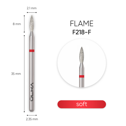ÜLKA Diamond nail drill bit 21.8 flame red head diameter 2.1 mm / working part 8 mm