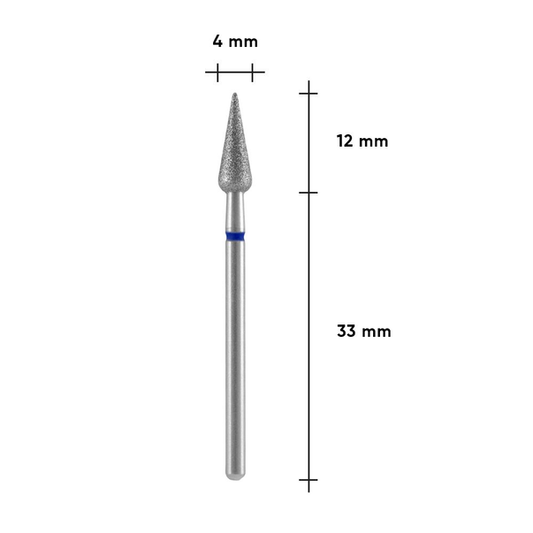STALEKS PRO EXPERT Diamond cutter Pear sharp Blue (blue) 4 x 12 mm