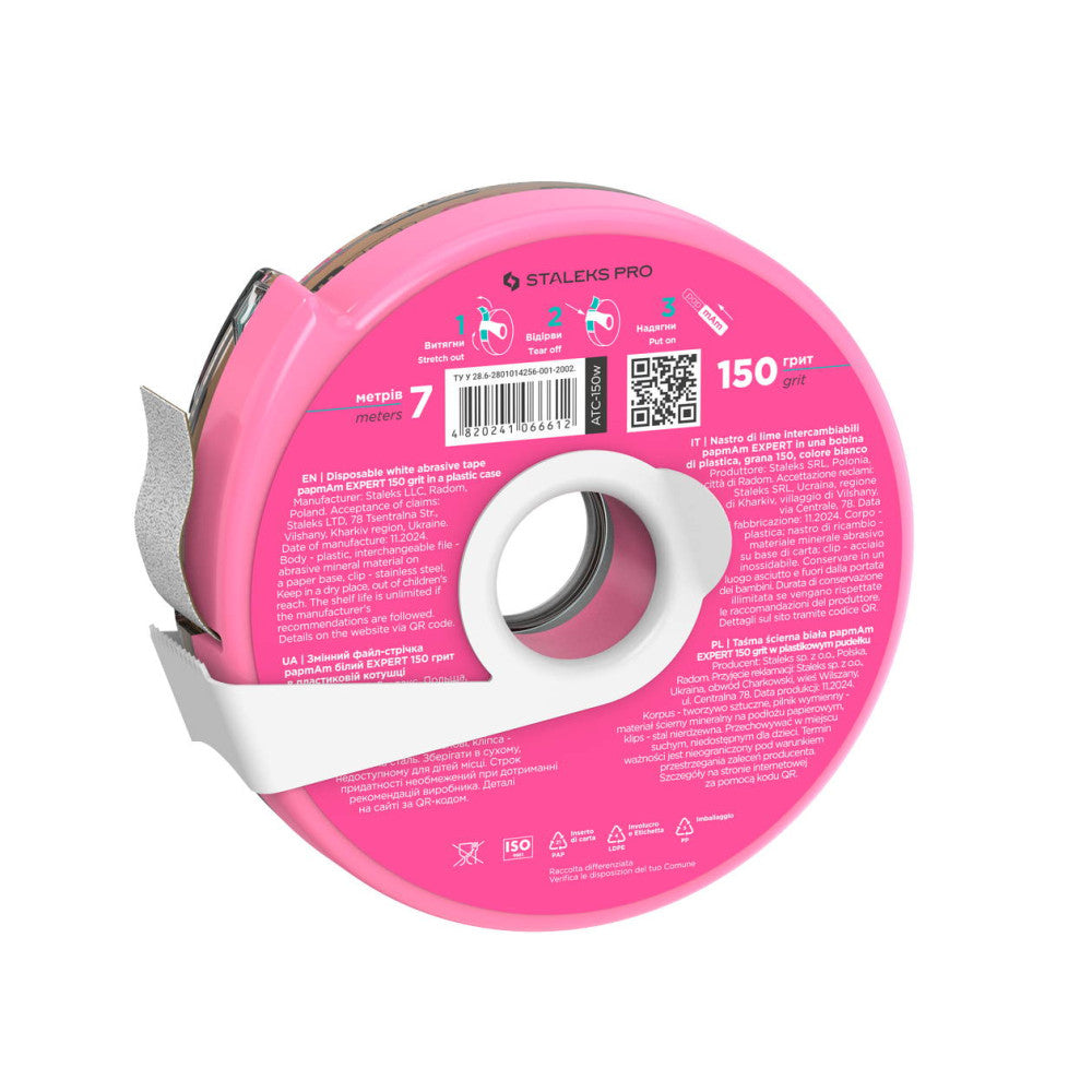 STALEKS PRO EXPERT White papmAm Replaceable File Tape with Clip 150 Grit