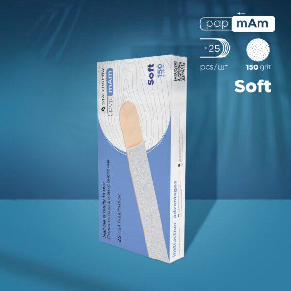 Disposable white files papmAm on soft foam layer and on a wooden base EXPERT 20, 150 (25 pcs)