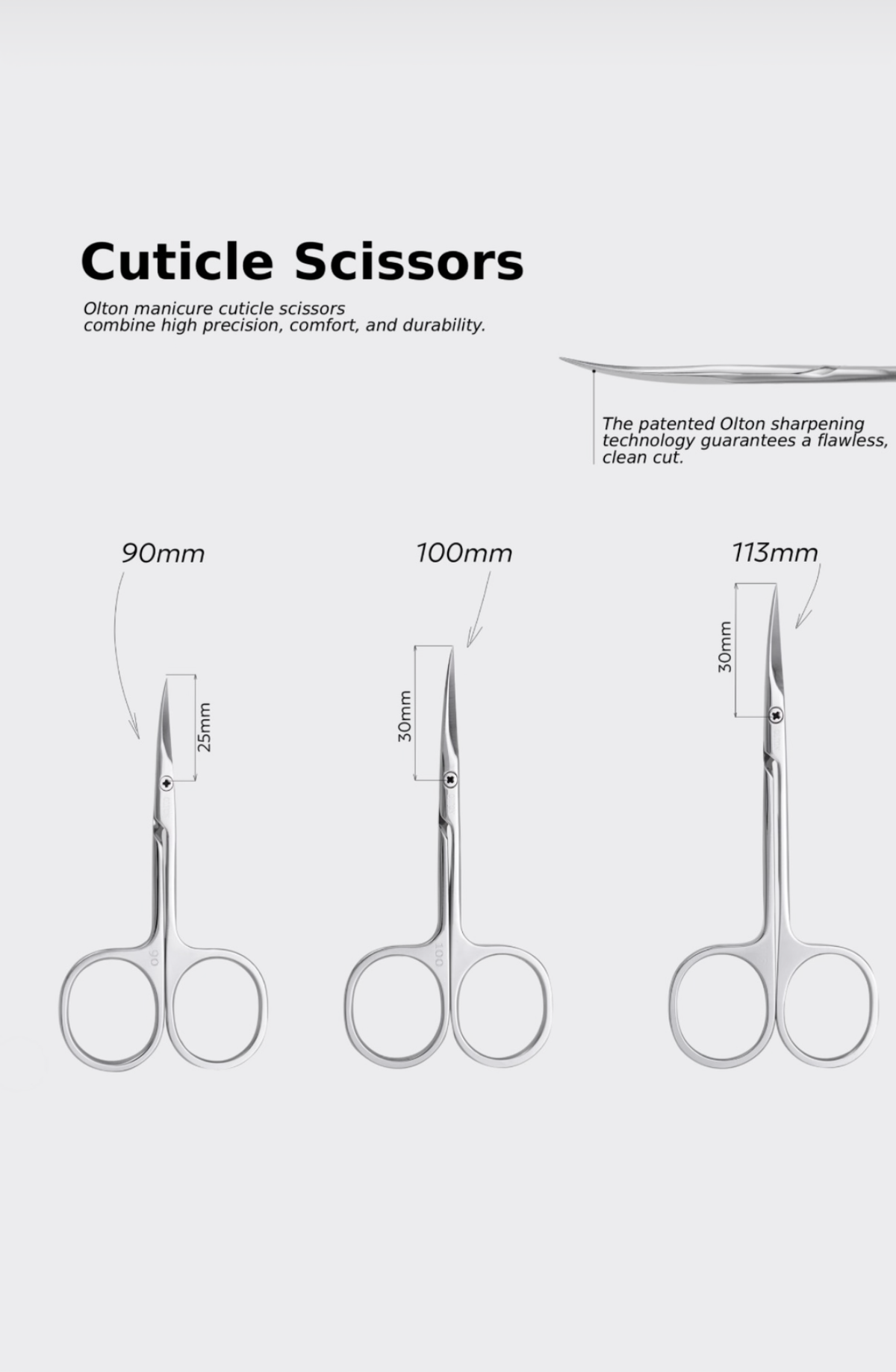 OLTON Professional cuticle scissors 100 mm
