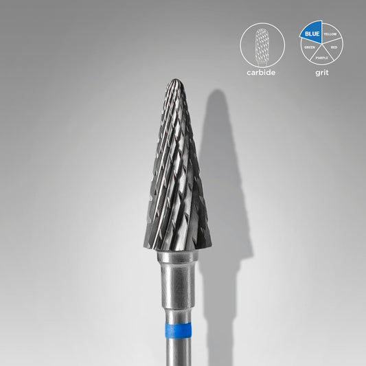 STALEKS EXPERT Carbide nail drill bit cone blue, head diameter 6 mm, working part 14 mm