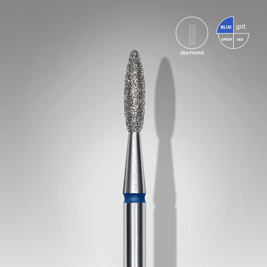 STALEKS EXPERT Diamond nail drill bit flame blue, head diameter 2,1 mm, working part 8 mm