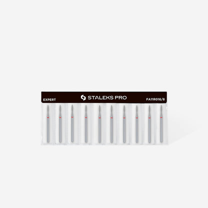 STALEKS EXPERT Diamond nail drill bit pointed flame red, head diameter 1,6 mm, working part 8 mm