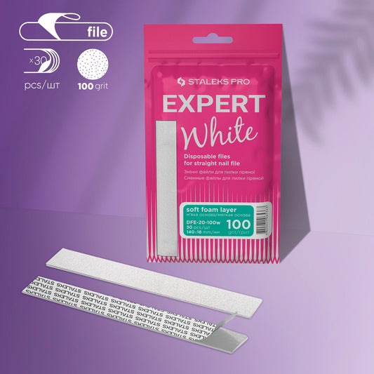 STALEKS EXPERT 20 Adhesive nail files for straight base on a soft foam layer, 100 grit (30 pcs)