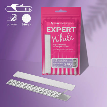 STALEKS EXPERT 20 Adhesive nail files for straight base on a soft foam layer, 240 grit (30 pcs)