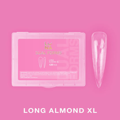 LUNAMOON Long Almond XL Dual Forms for Nail Extensions, 120 pcs