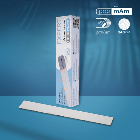 STALEKS EXPERT 22 papmAm Nail files for straight base, 240 grit (50 pcs)