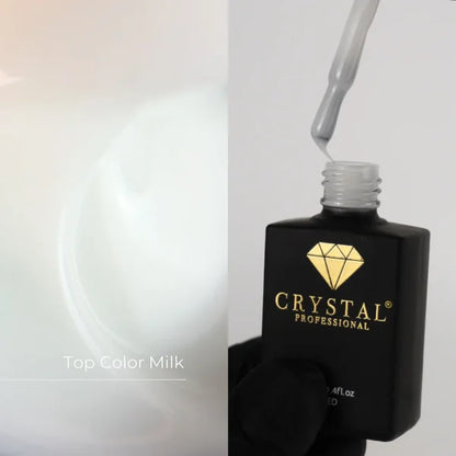 Top Milk Crystal Professional 12ml – camouflage hybrid UV/LED top coat, HEMA & TPO free