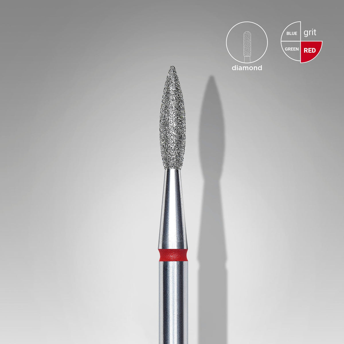 STALEKS EXPERT Diamond nail drill bit 21.8 pointed flame red, head diameter 2,1 mm, working part 8 mm