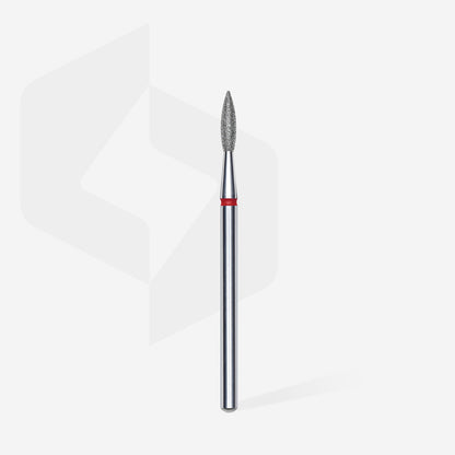 STALEKS EXPERT Diamond nail drill bit 21.8 pointed flame red, head diameter 2,1 mm, working part 8 mm
