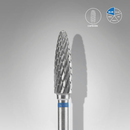 STALEKS EXPERT Carbide nail drill bit corn blue, head diameter 4 mm, working part 14 mm